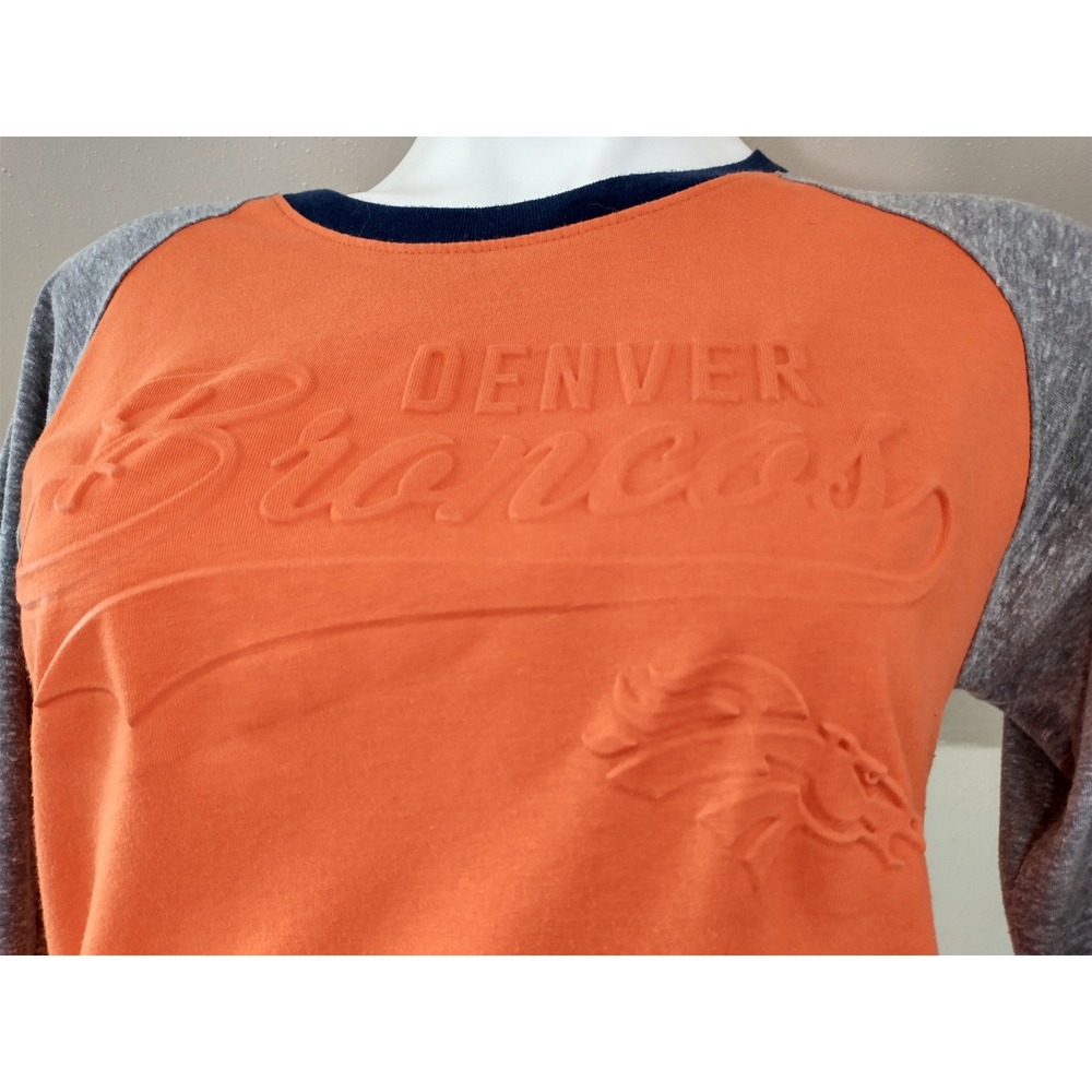 NFL‎ Team Apparel Denver Broncos Orange Gray Raglan Long Shirt Youth XL 16/18